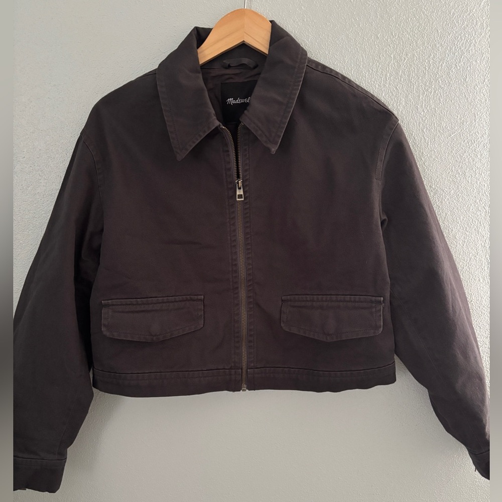 Madewell Black and Gray Utility Jacket with Structured Shoulders